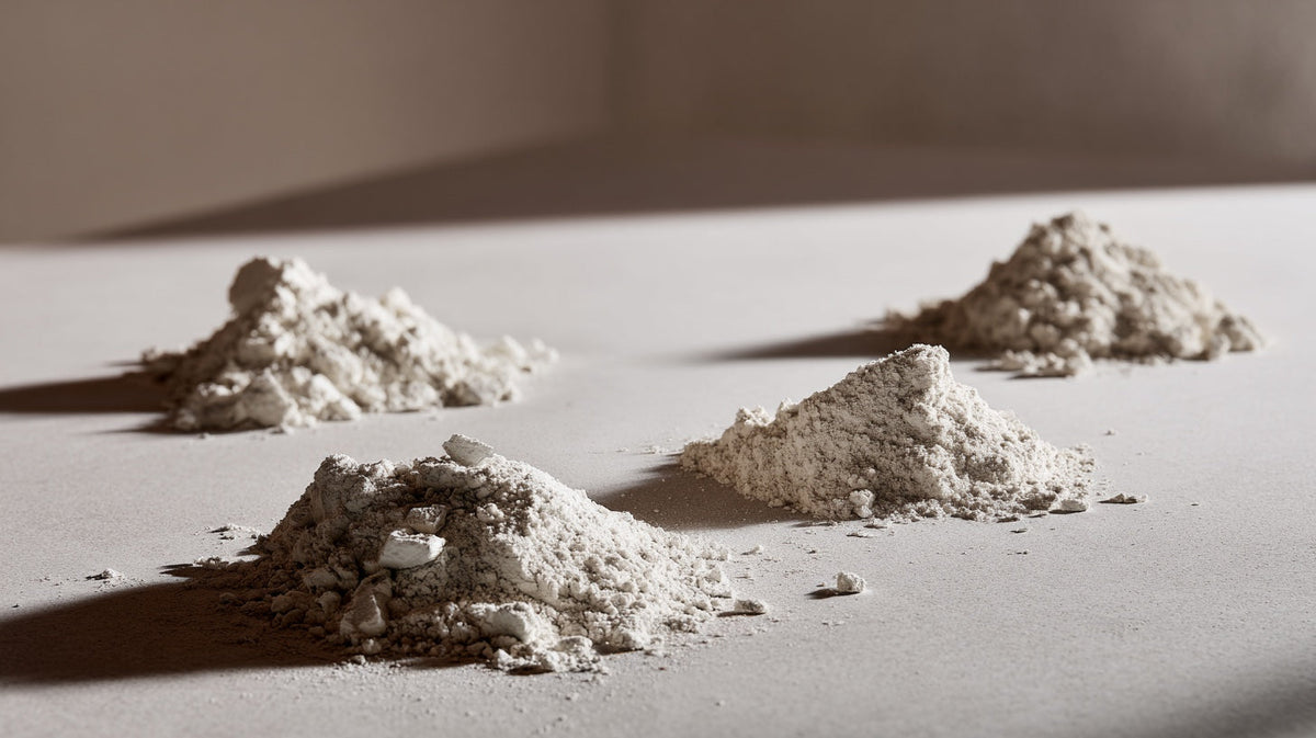 Verschiedene Magnesiumformen als Pulver im Vergleich, Symbolbild für den Magnesium-Komplex-Vergleich