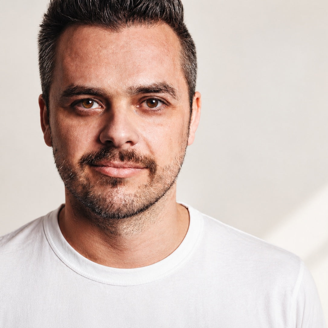 Georg, the Founder of Fifty Five in a close-up portrait
